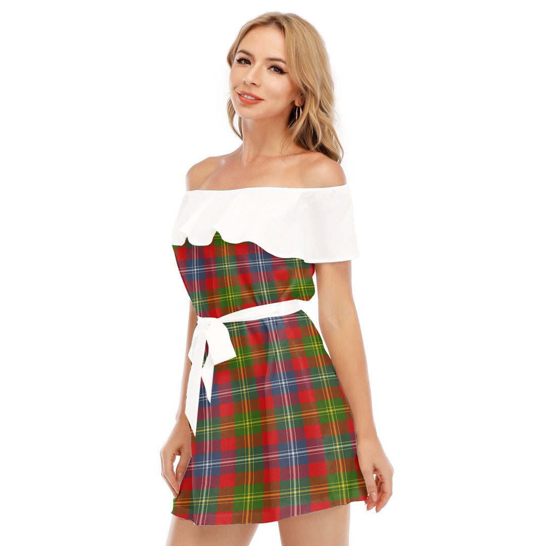 Forrester Tartan Plaid Off-shoulder Dress With Ruffle