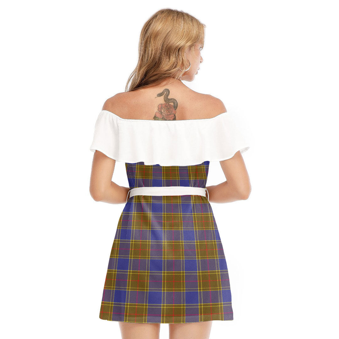 Balfour Modern Tartan Plaid Off-shoulder Dress With Ruffle