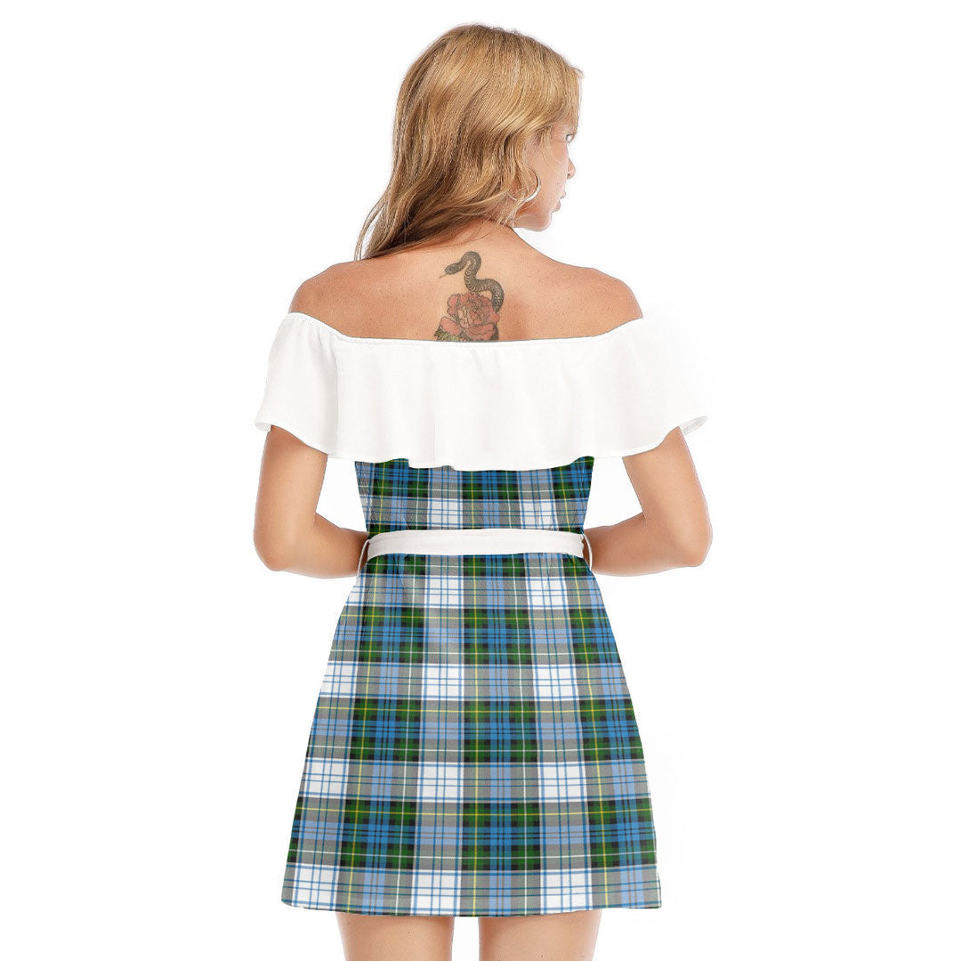 Campbell Dress Tartan Plaid Off-shoulder Dress With Ruffle