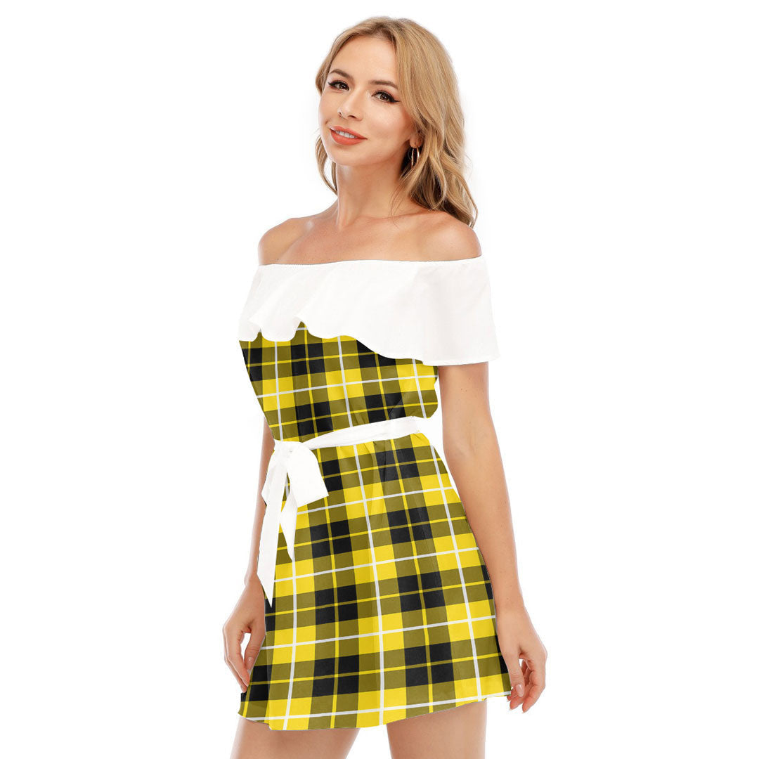 Barclay Dress Modern Tartan Plaid Off-shoulder Dress With Ruffle