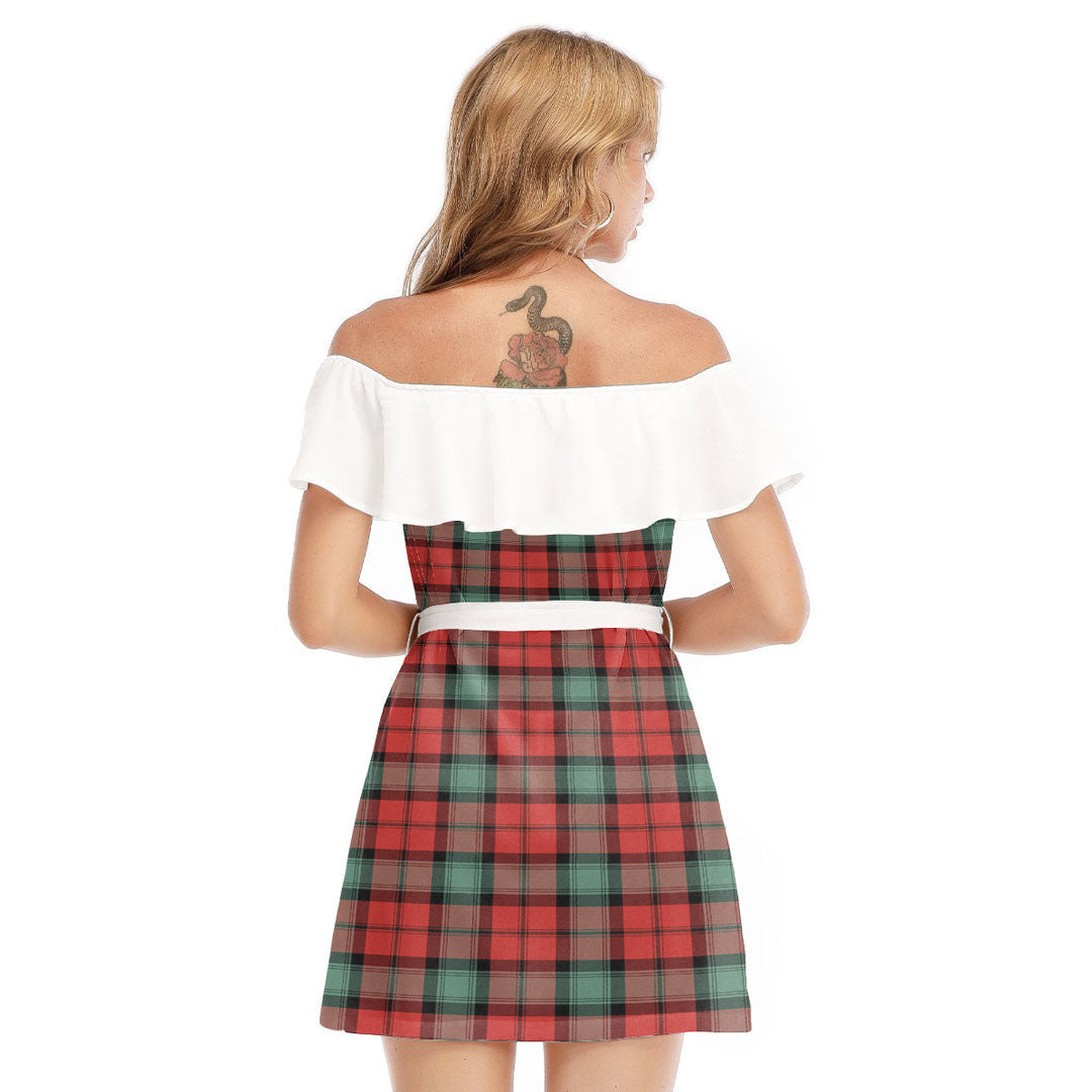 Kerr Ancient Tartan Plaid Off-shoulder Dress With Ruffle