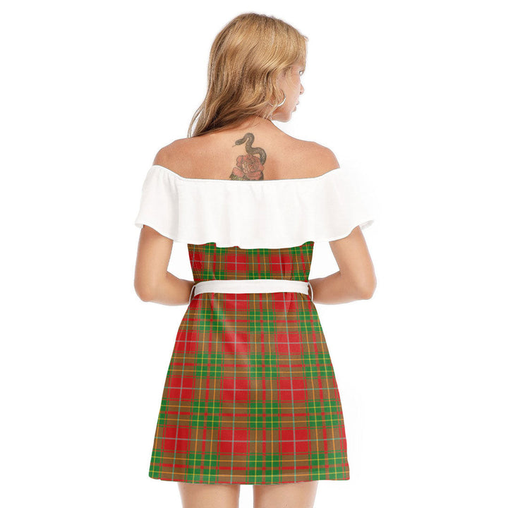 Burnett Ancient Tartan Plaid Off-shoulder Dress With Ruffle