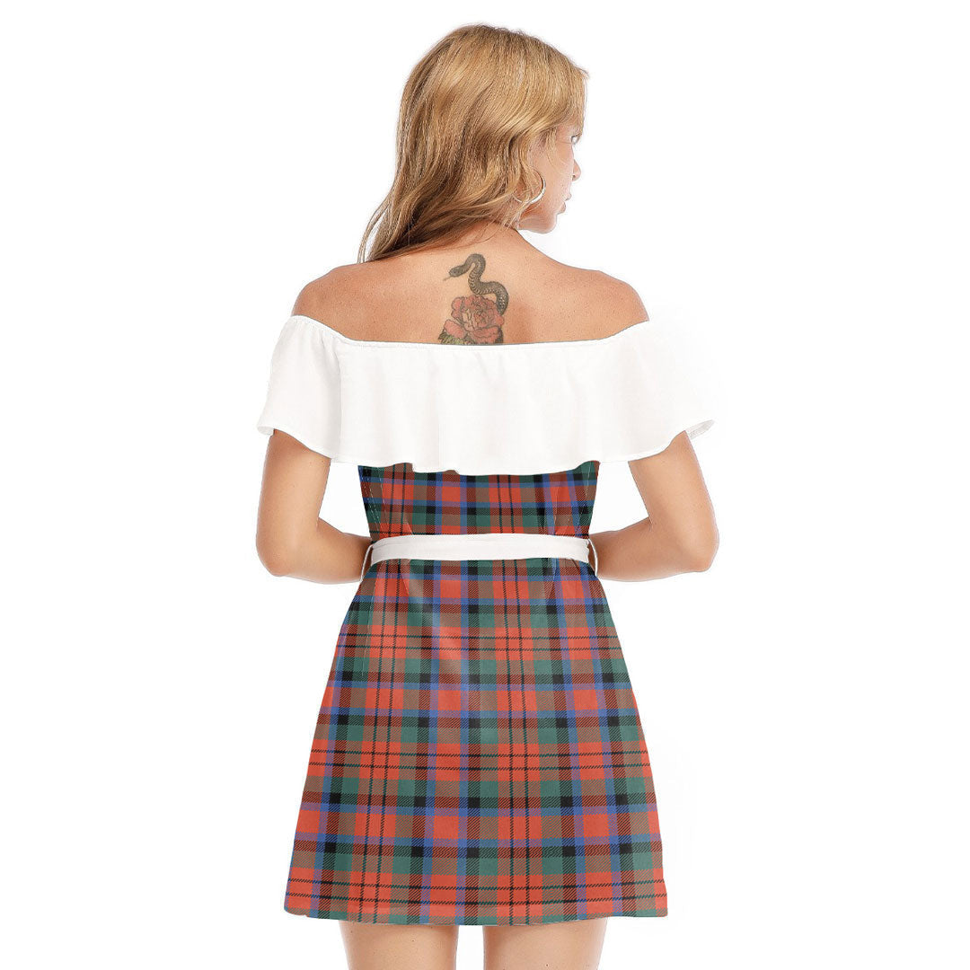 MacDuff Ancient Tartan Plaid Off-shoulder Dress With Ruffle