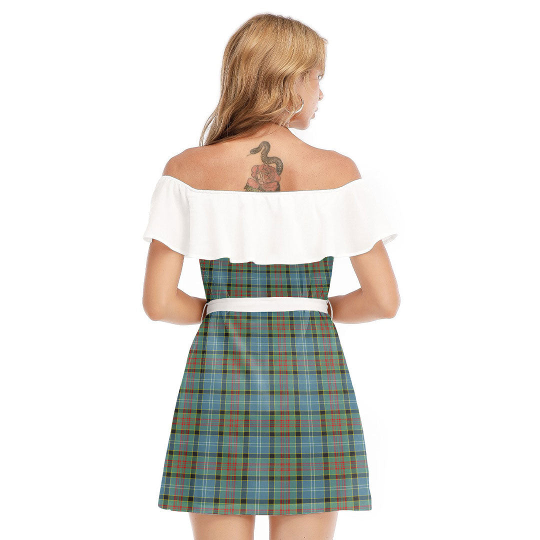 Paisley District Tartan Plaid Off-shoulder Dress With Ruffle