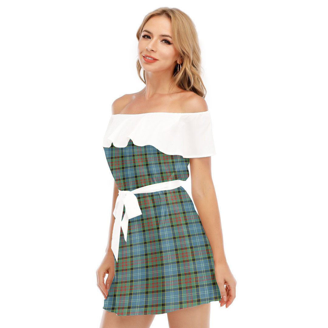 Paisley District Tartan Plaid Off-shoulder Dress With Ruffle