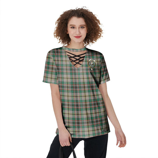 Craig Ancient Tartan Crest V-Neck String Short Sleeve Shirt