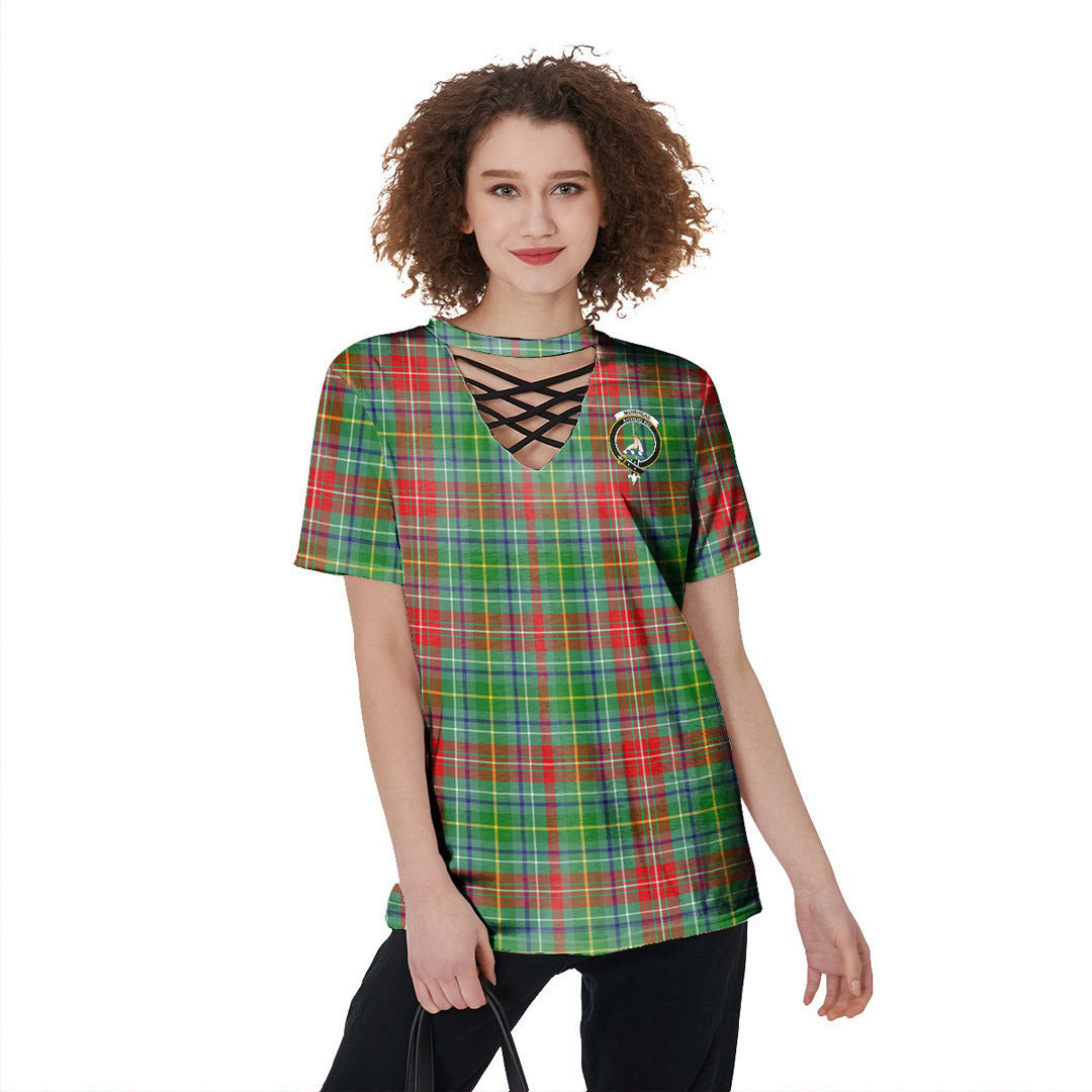 Muirhead Tartan Crest V-Neck String Short Sleeve Shirt