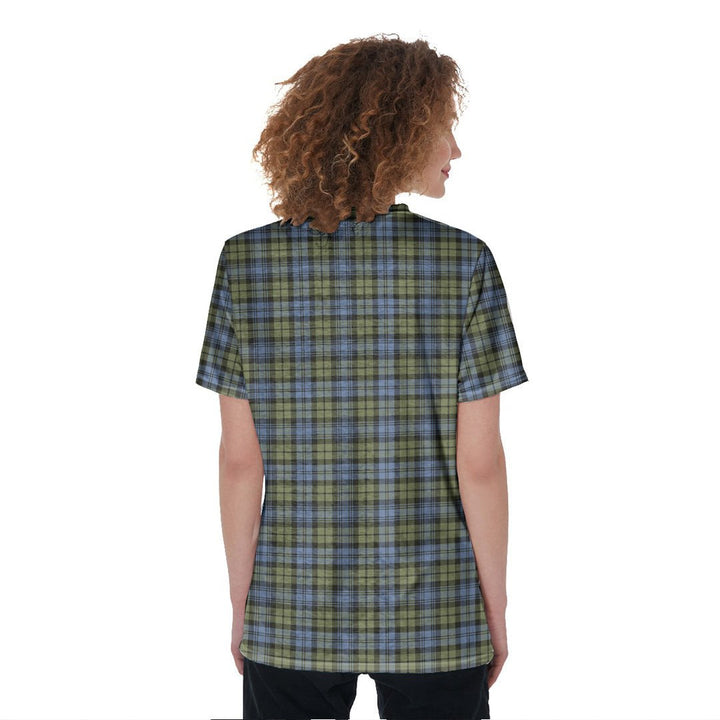 Campbell Faded Tartan Crest V-Neck String Short Sleeve Shirt