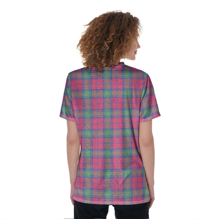 Lindsay Ancient Tartan Crest V-Neck String Short Sleeve Shirt