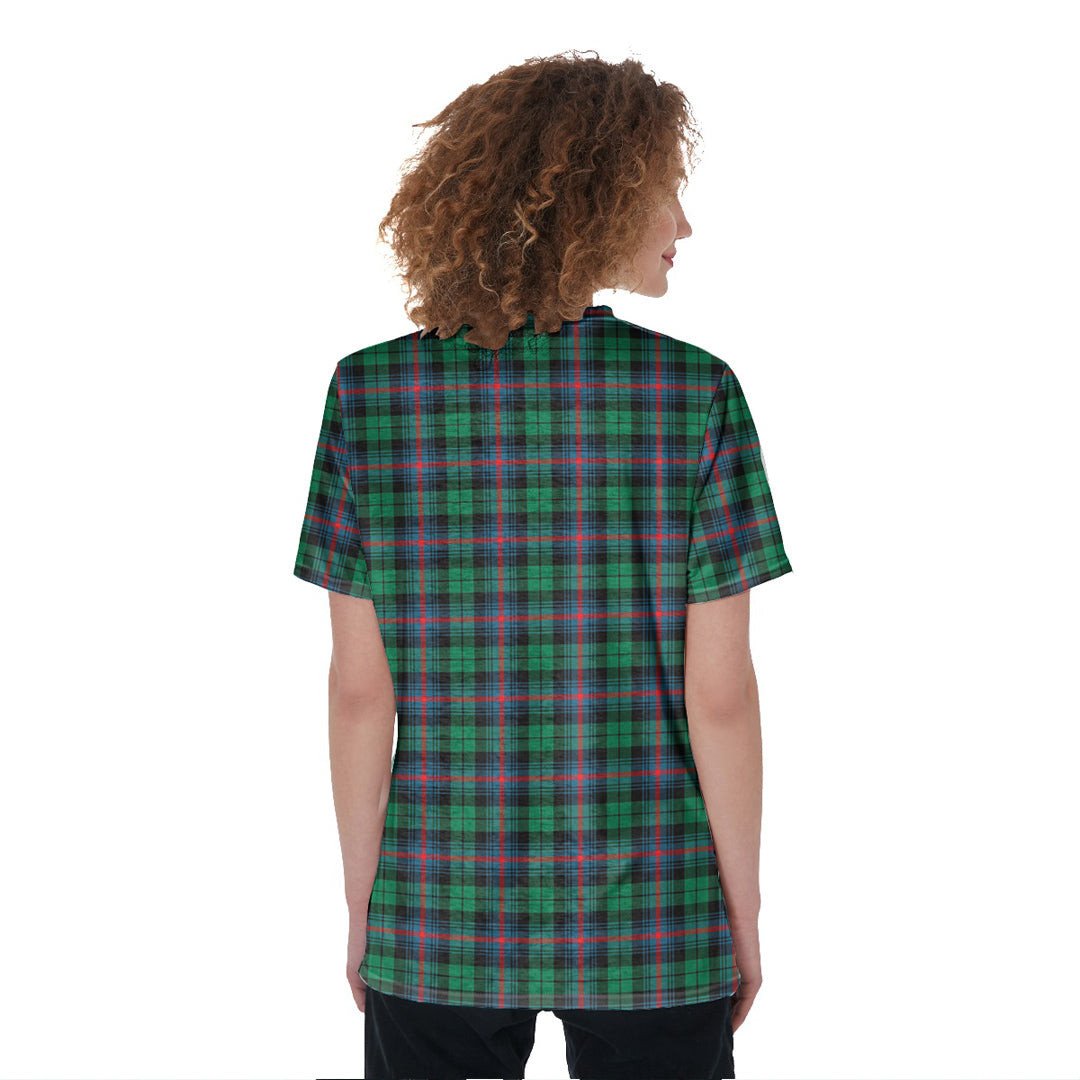 Urquhart Broad Red Ancient Tartan Crest V-Neck String Short Sleeve Shirt