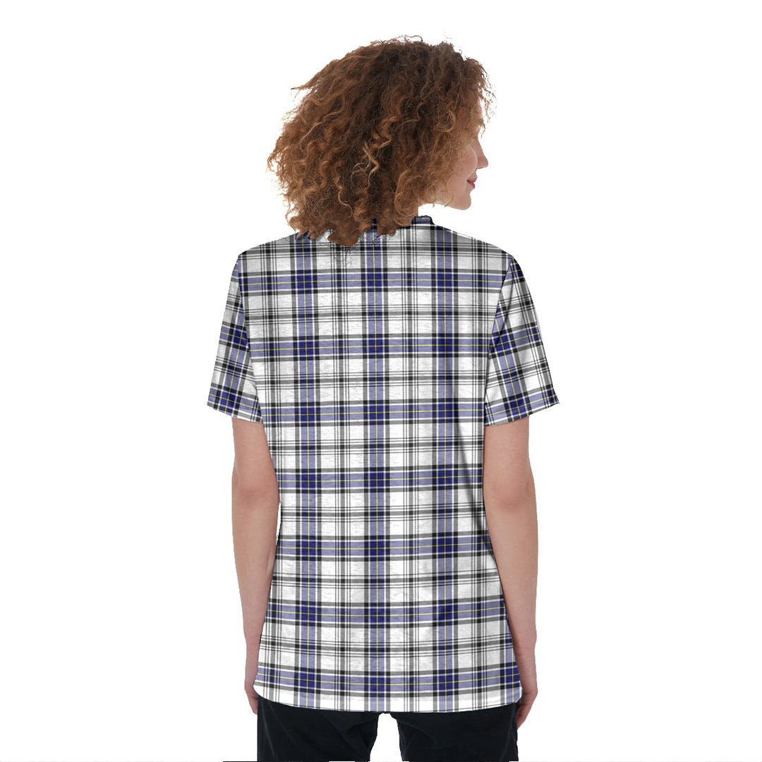 Hannay Modern Tartan Crest V-Neck String Short Sleeve Shirt