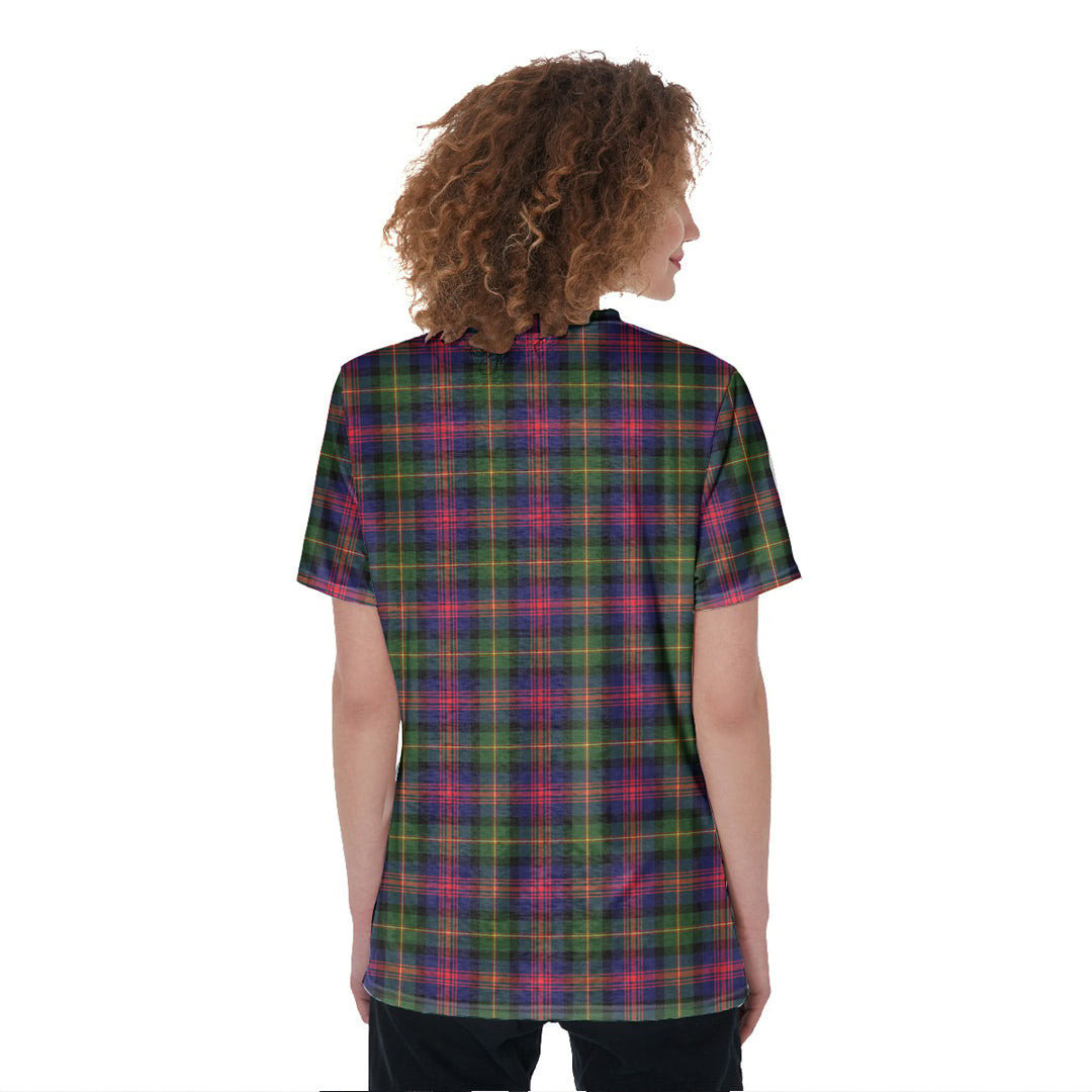 Logan Modern Tartan Crest V-Neck String Short Sleeve Shirt