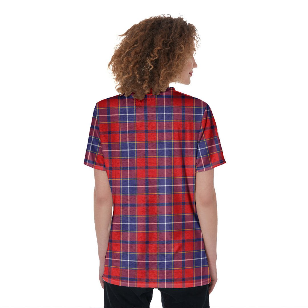 Wishart Dress Tartan Crest V-Neck String Short Sleeve Shirt