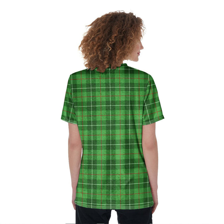 Galloway District Tartan Crest V-Neck String Short Sleeve Shirt