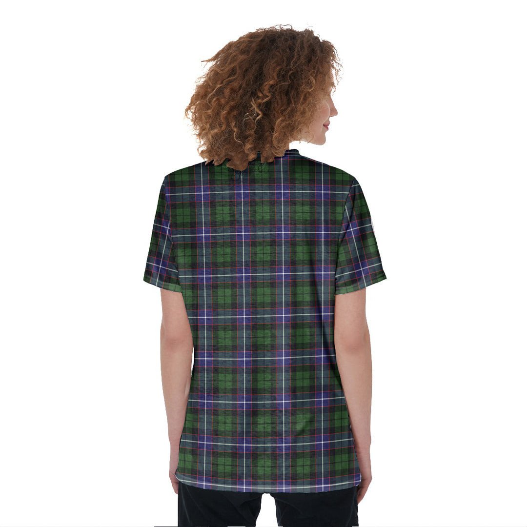 Galbraith Modern Tartan Crest V-Neck String Short Sleeve Shirt