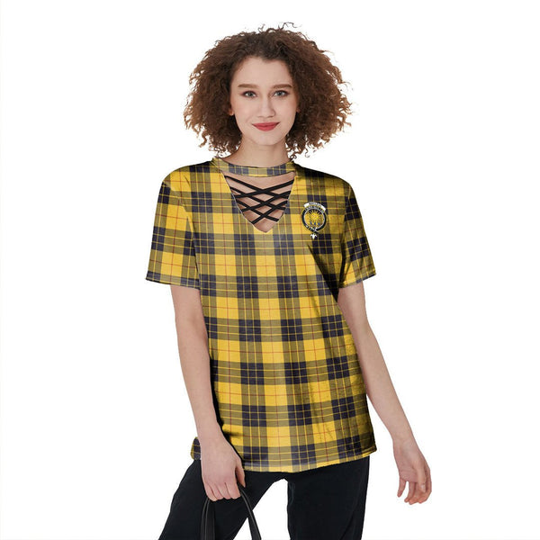 MacLeod of Lewis Ancient Tartan Crest V-Neck String Short Sleeve Shirt