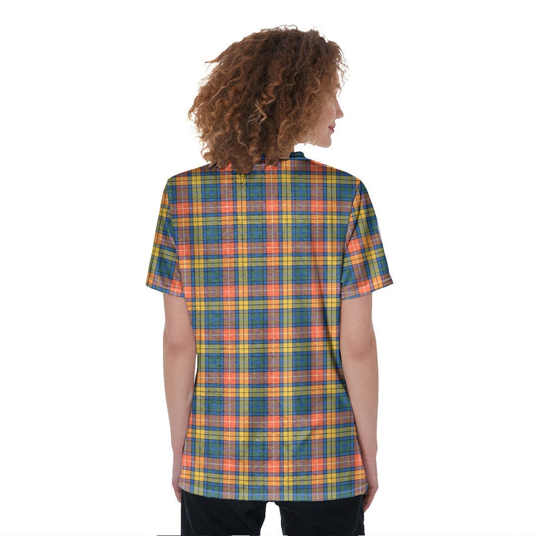 Buchanan Ancient Tartan Crest V-Neck String Short Sleeve Shirt