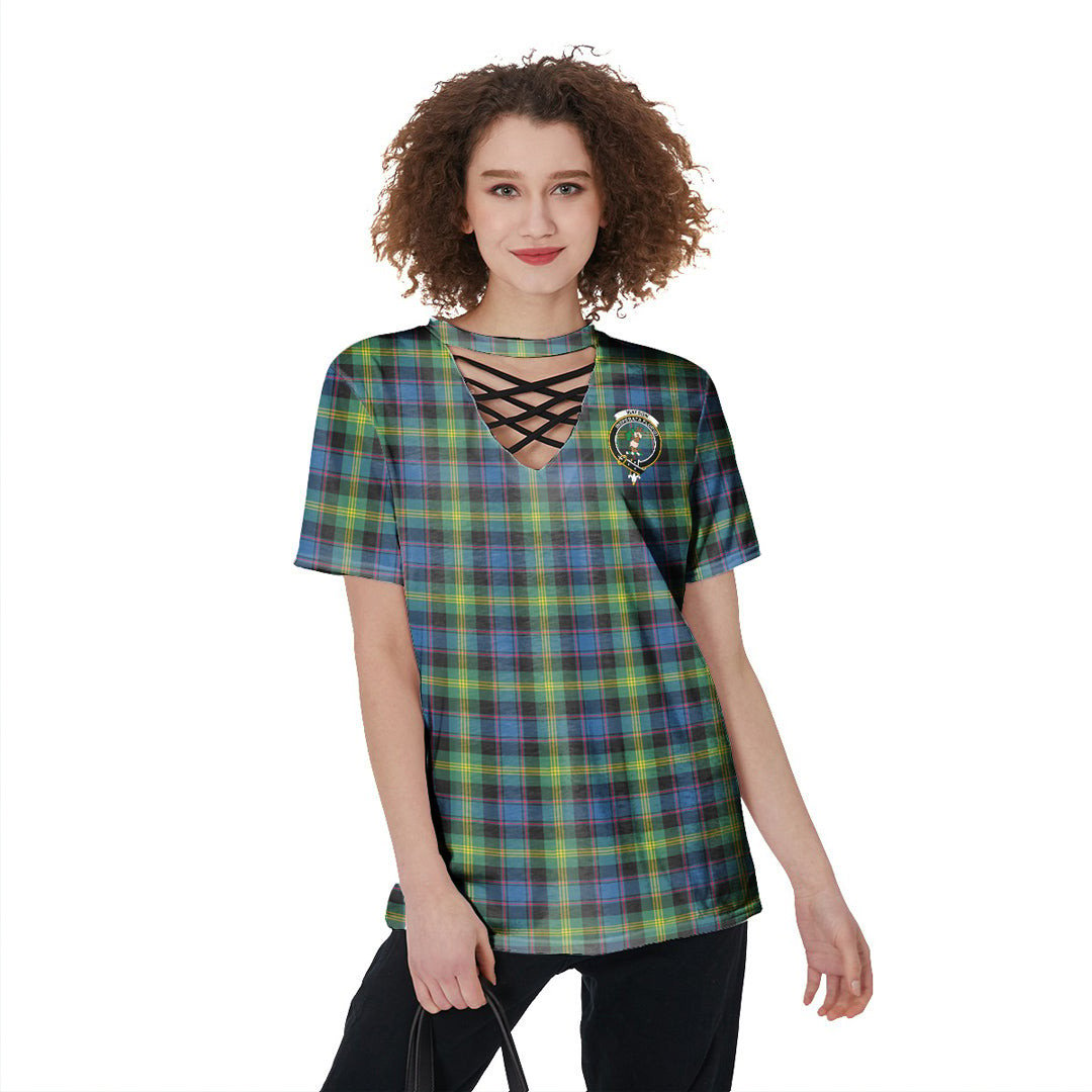 Watson Ancient Tartan Crest V-Neck String Short Sleeve Shirt