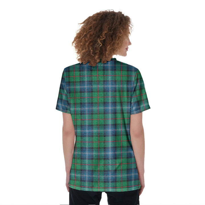 Urquhart Ancient Tartan Crest V-Neck String Short Sleeve Shirt