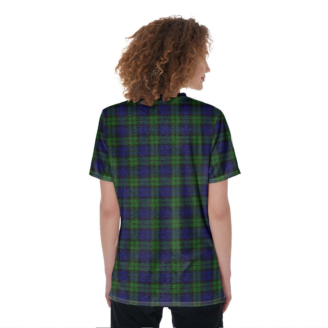 Campbell Modern Tartan Crest V-Neck String Short Sleeve Shirt