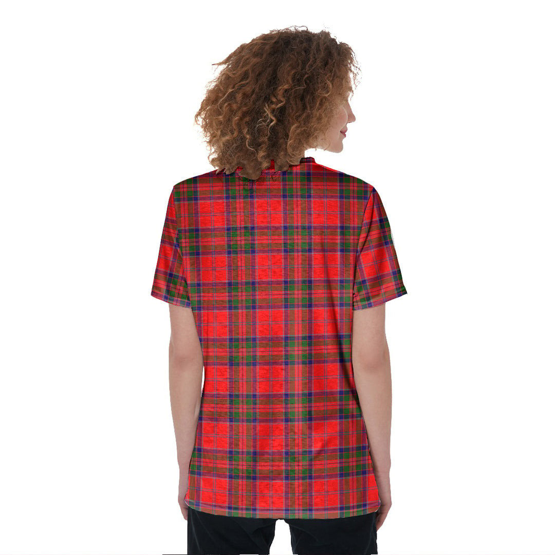 MacGillivray Modern Tartan Crest V-Neck String Short Sleeve Shirt