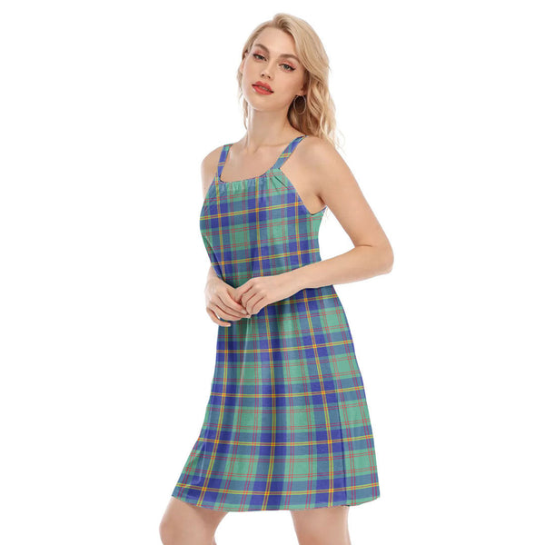 US Marine Tartan Plaid O-neck Cami Dress