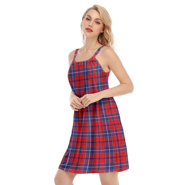 Wishart Dress Tartan Plaid O-neck Cami Dress