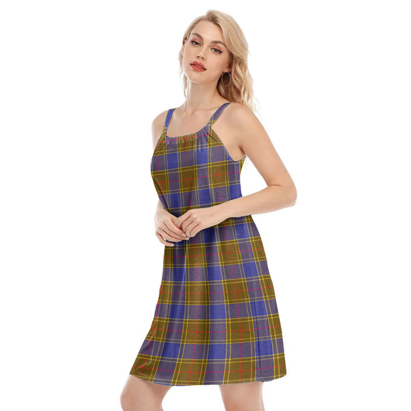 Balfour Modern Tartan Plaid O-neck Cami Dress