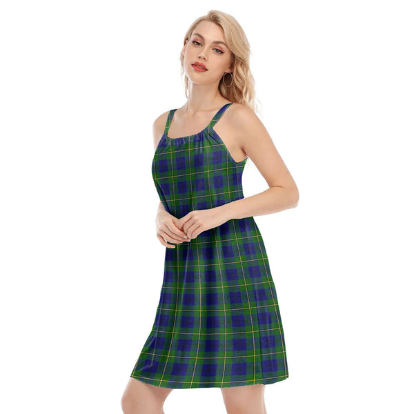 Johnston Modern Tartan Plaid O-neck Cami Dress