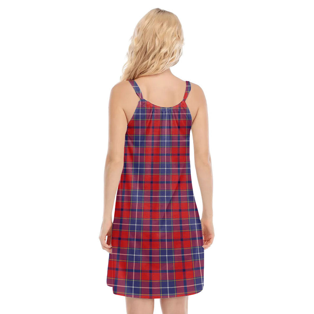 Wishart Dress Tartan Plaid O-neck Cami Dress