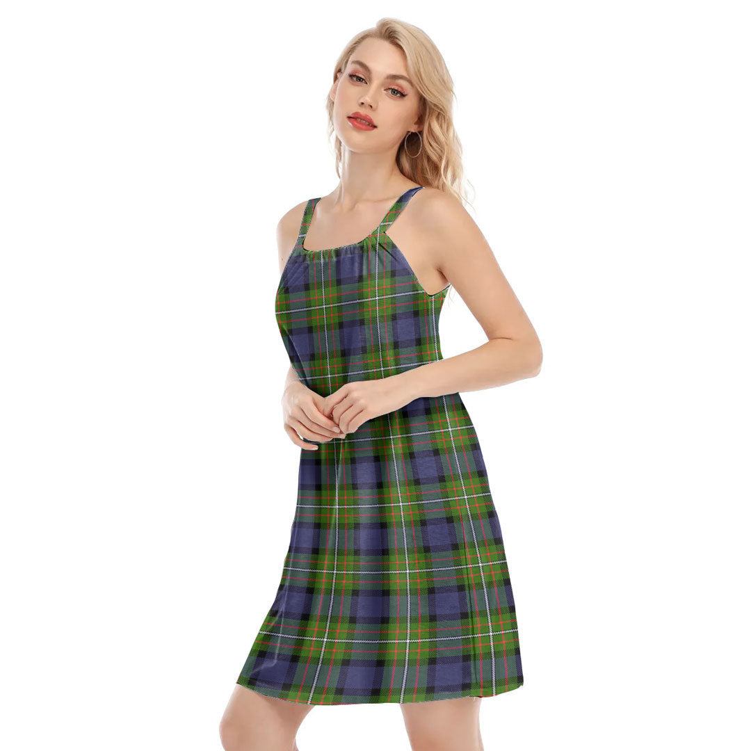 Fergusson Modern Tartan Plaid O-neck Cami Dress