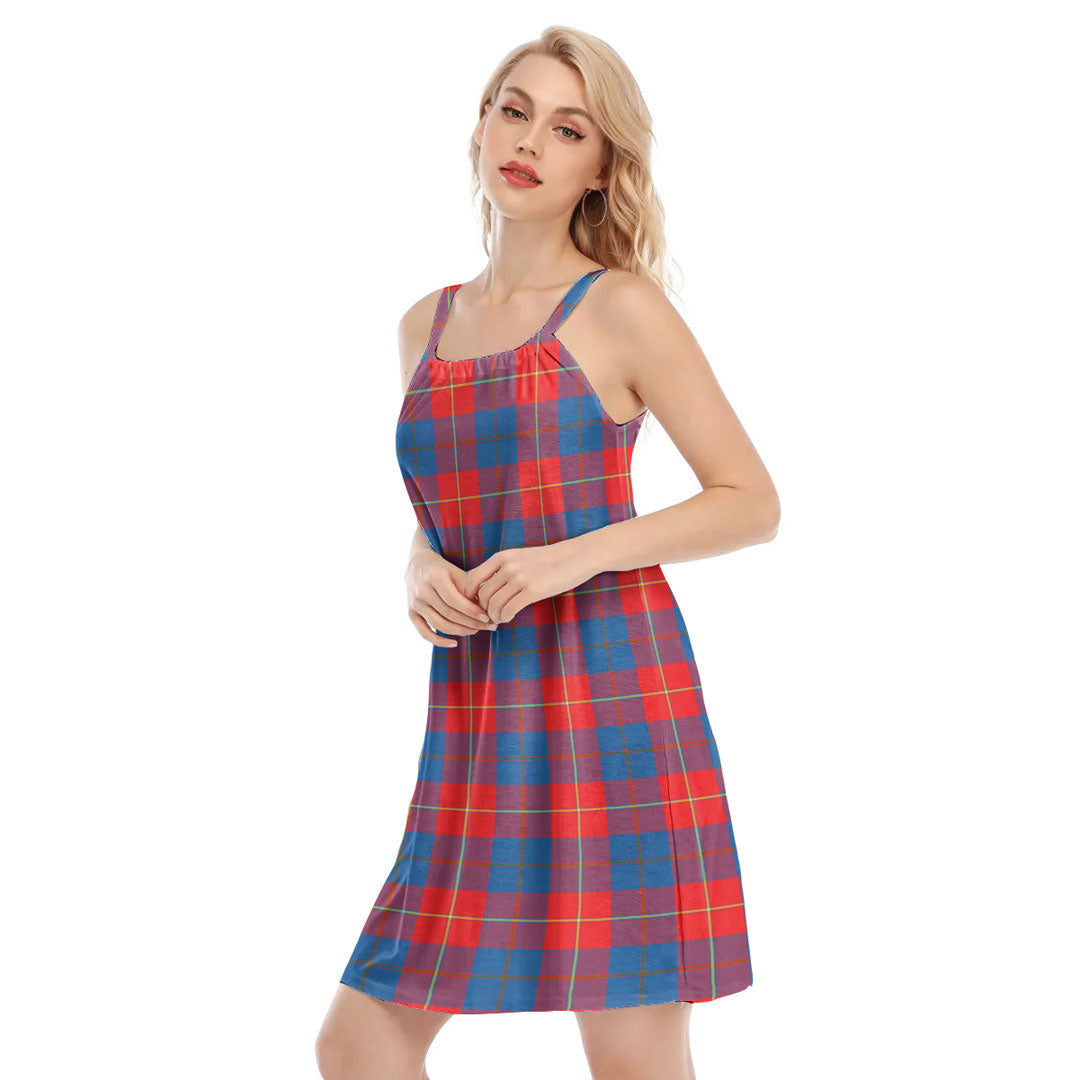 Galloway Red Tartan Plaid O-neck Cami Dress