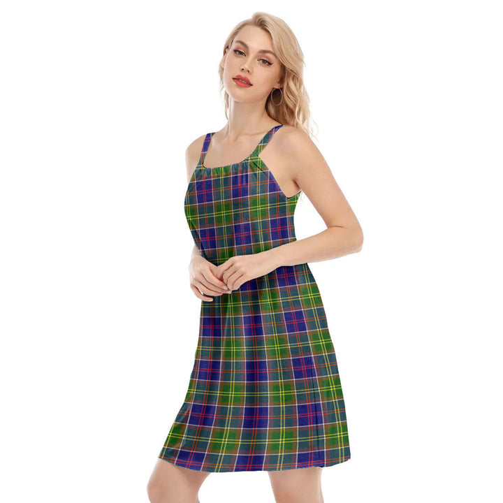 Ayrshire District Tartan Plaid O-neck Cami Dress