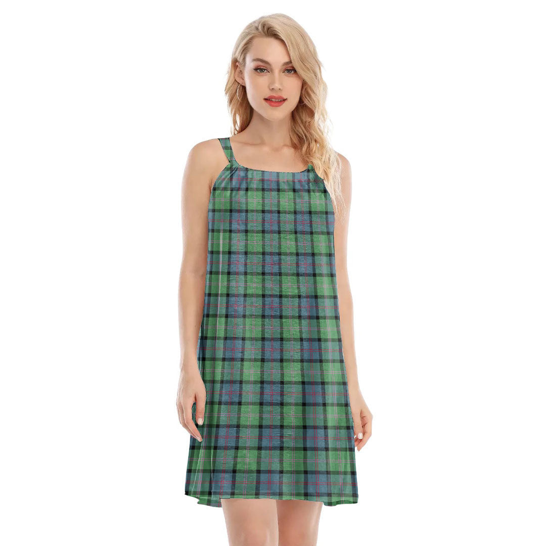 MacThomas Ancient Tartan Plaid O-neck Cami Dress