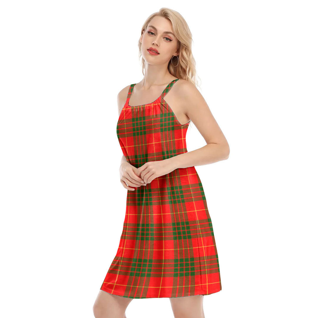 Cameron Modern Tartan Plaid O-neck Cami Dress