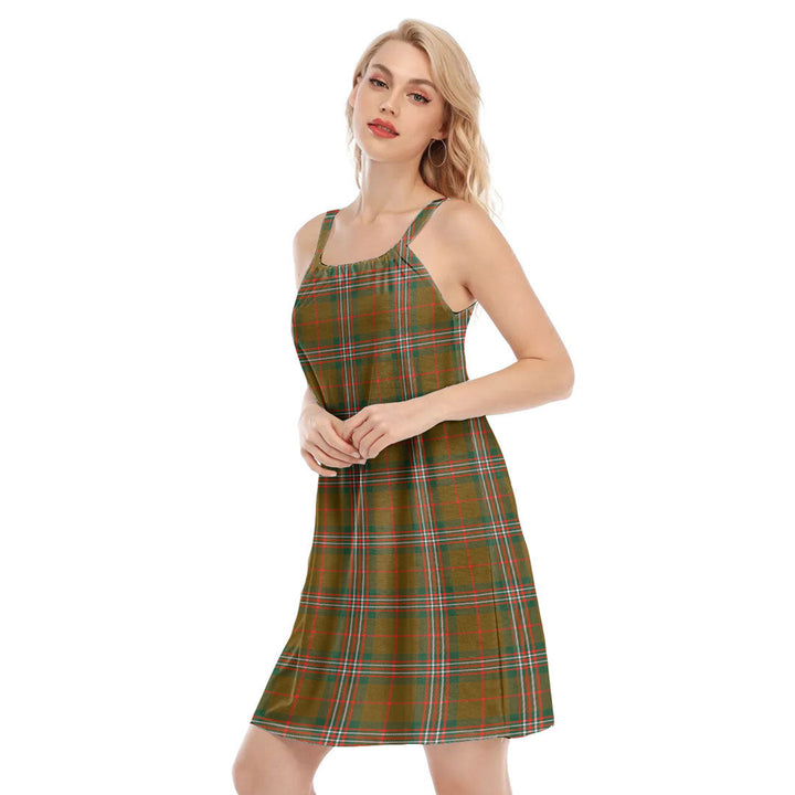 SCOTT BROWN MODERN Tartan Plaid O-neck Cami Dress
