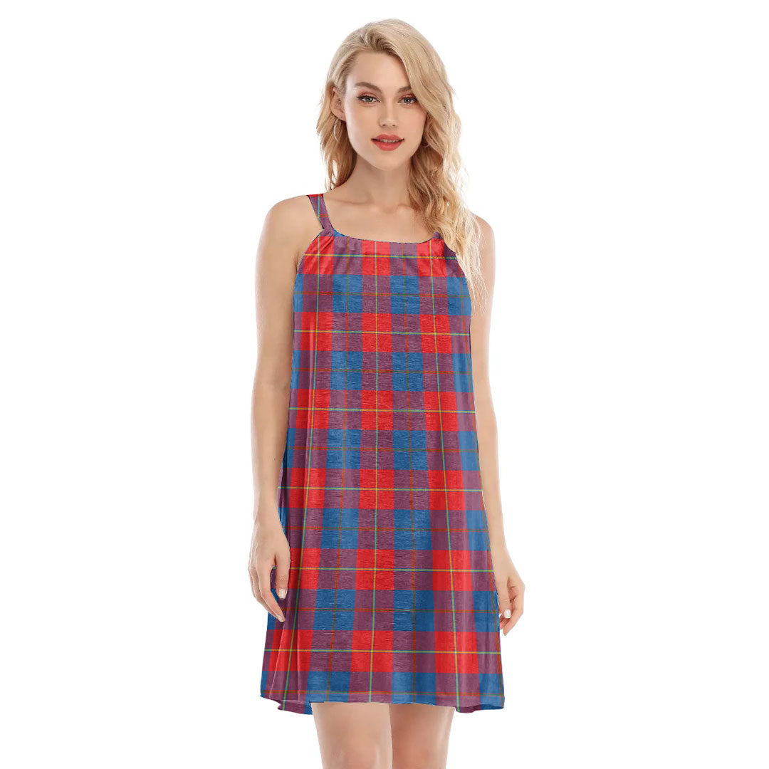 Galloway Red Tartan Plaid O-neck Cami Dress