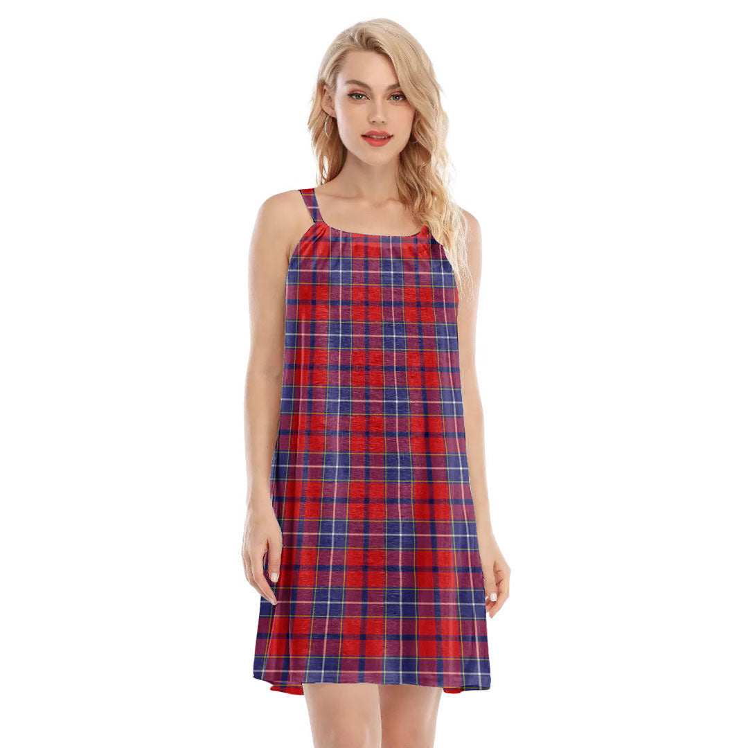 Wishart Dress Tartan Plaid O-neck Cami Dress