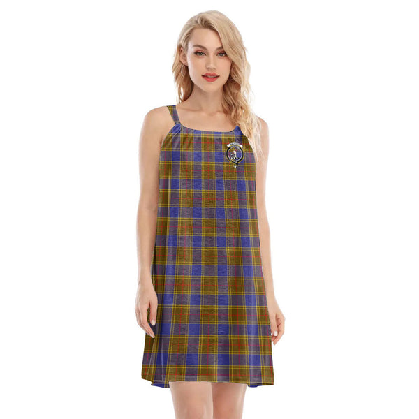 Balfour Modern Tartan Crest O-neck Cami Dress