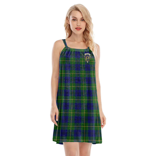 Johnston Modern Tartan Crest O-neck Cami Dress