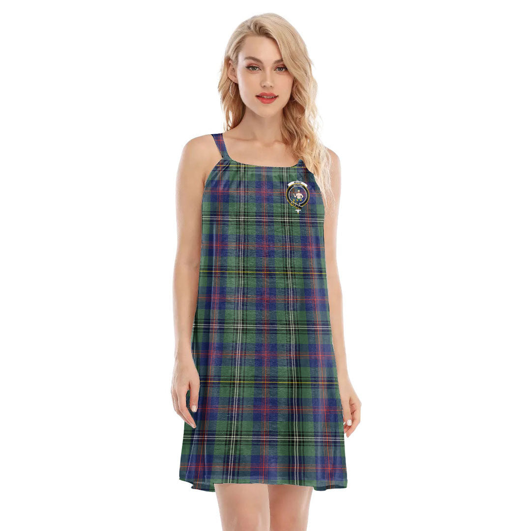 Wood Modern Tartan Crest O-neck Cami Dress