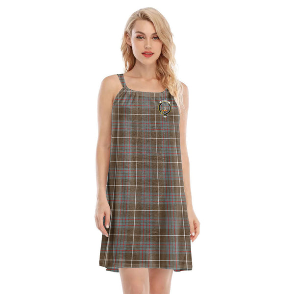 MacIntyre Hunting Weathered Tartan Crest O-neck Cami Dress