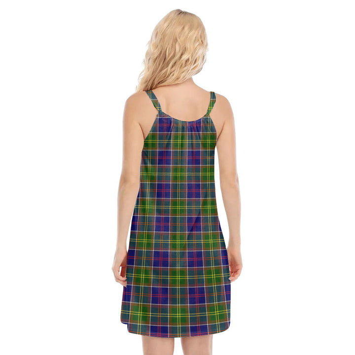 Ayrshire District Tartan Plaid O-neck Cami Dress