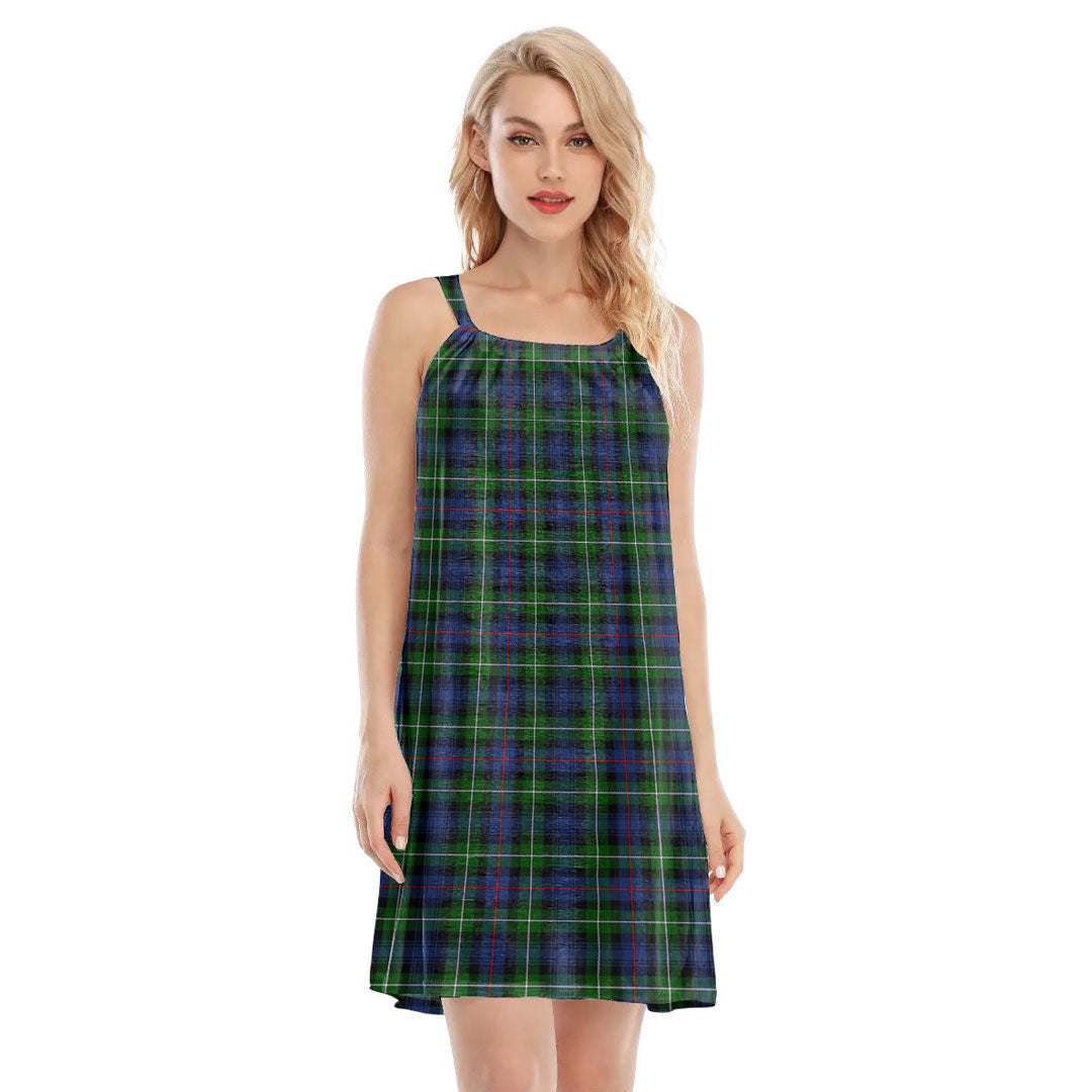 MacKenzie Modern Tartan Plaid O-neck Cami Dress