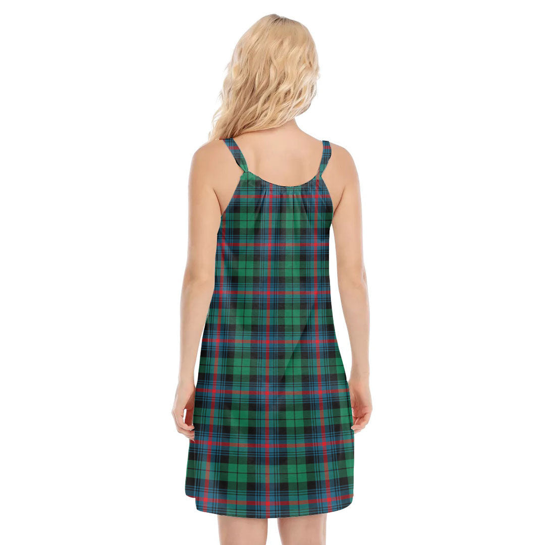 Urquhart Broad Red Ancient Tartan Plaid O-neck Cami Dress