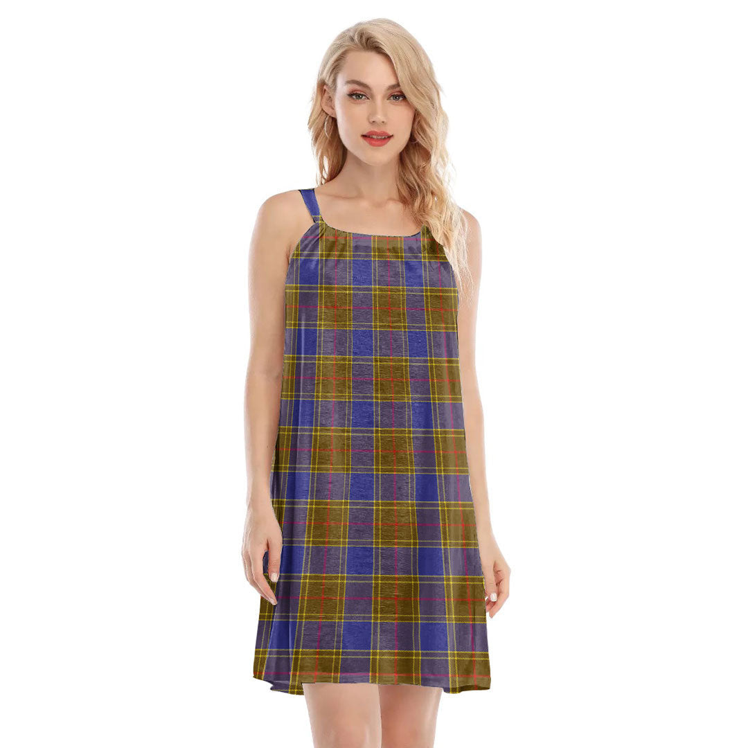 Balfour Modern Tartan Plaid O-neck Cami Dress