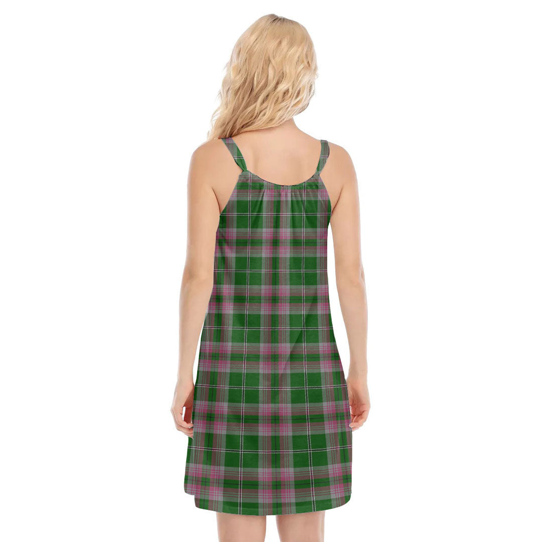 Gray Hunting Tartan Plaid O-neck Cami Dress