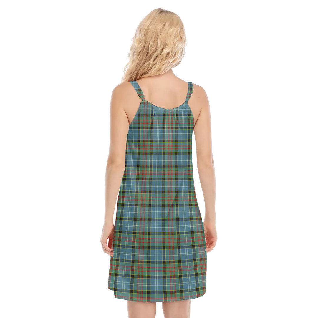 Paisley District Tartan Plaid O-neck Cami Dress