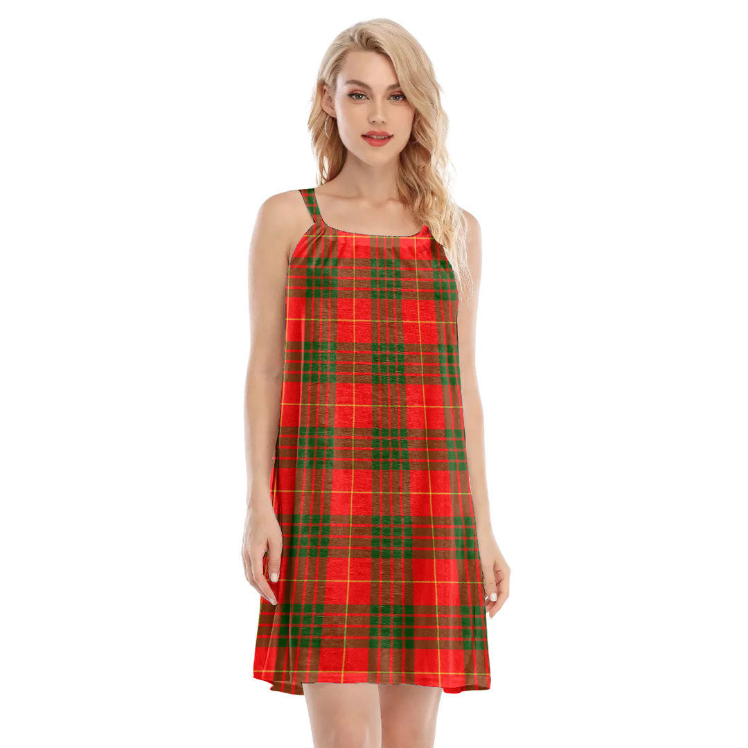 Cameron Modern Tartan Plaid O-neck Cami Dress