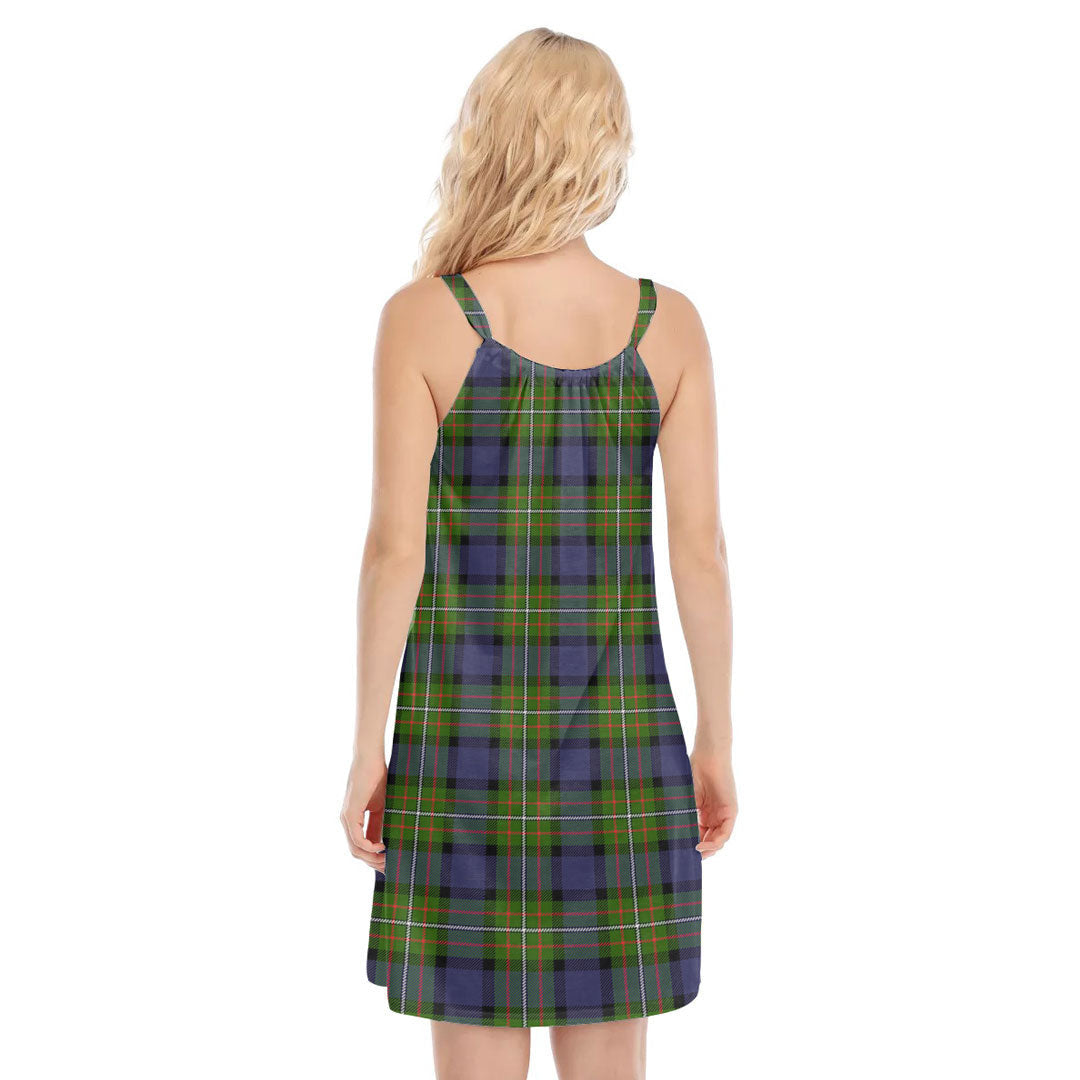 Fergusson Modern Tartan Plaid O-neck Cami Dress